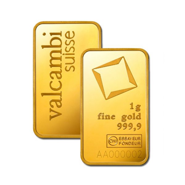 1 gram valcambi suisse .999 gold bar